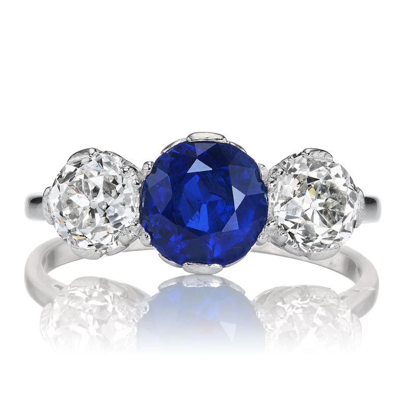 Vintage Three-Stone Sapphire and Diamond Ring