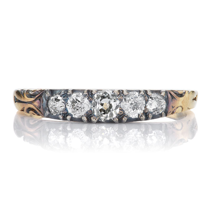 Antique Diamond Half Hoop with Patina