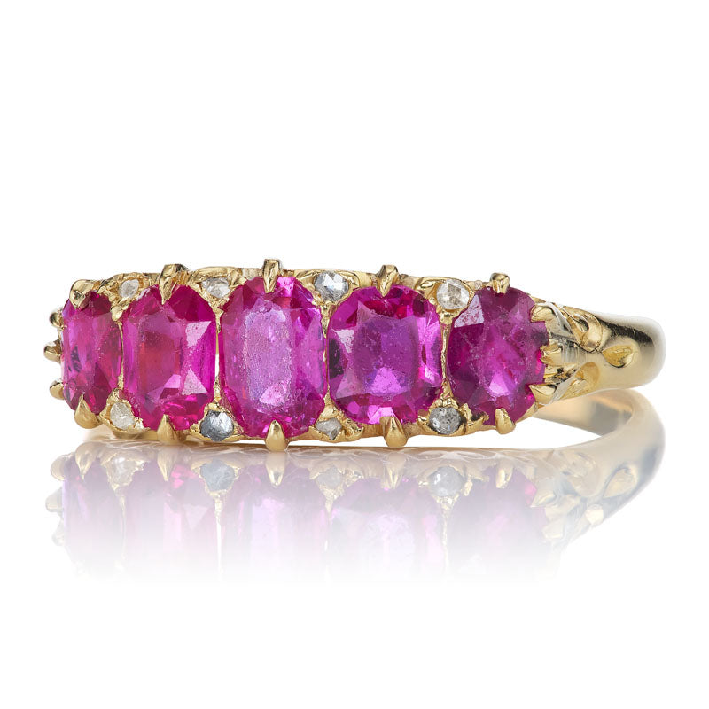 antique ruby half hoop diamond with gemstone