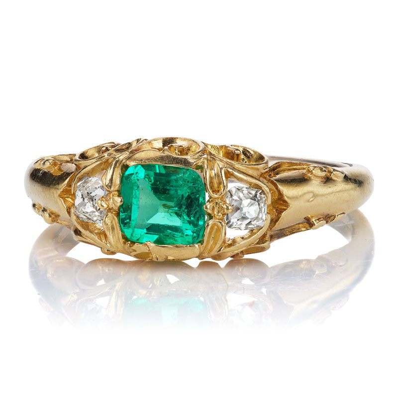 Colombian Emerald and Diamond Ring diamond with gemstone