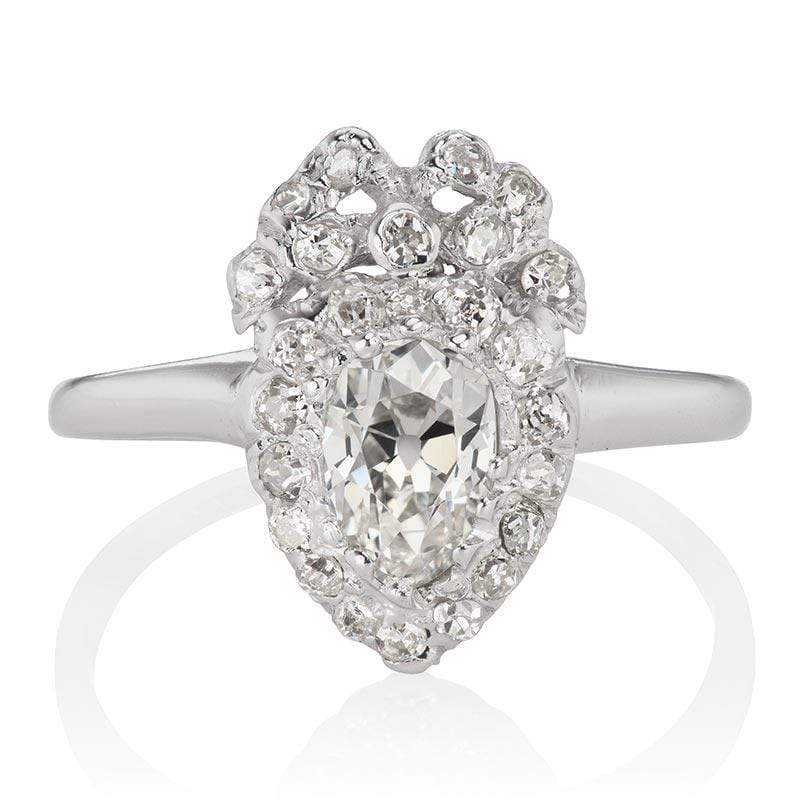 Unique Pear Diamond Halo Bow Engagement Ring