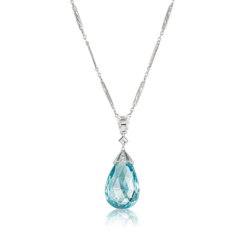 Art Deco Aquamarine & Diamond Necklace
