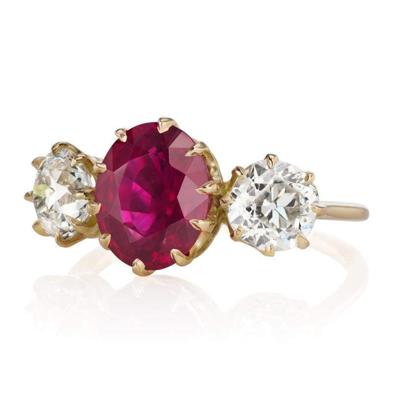 Burmese Ruby diamond engagement ring