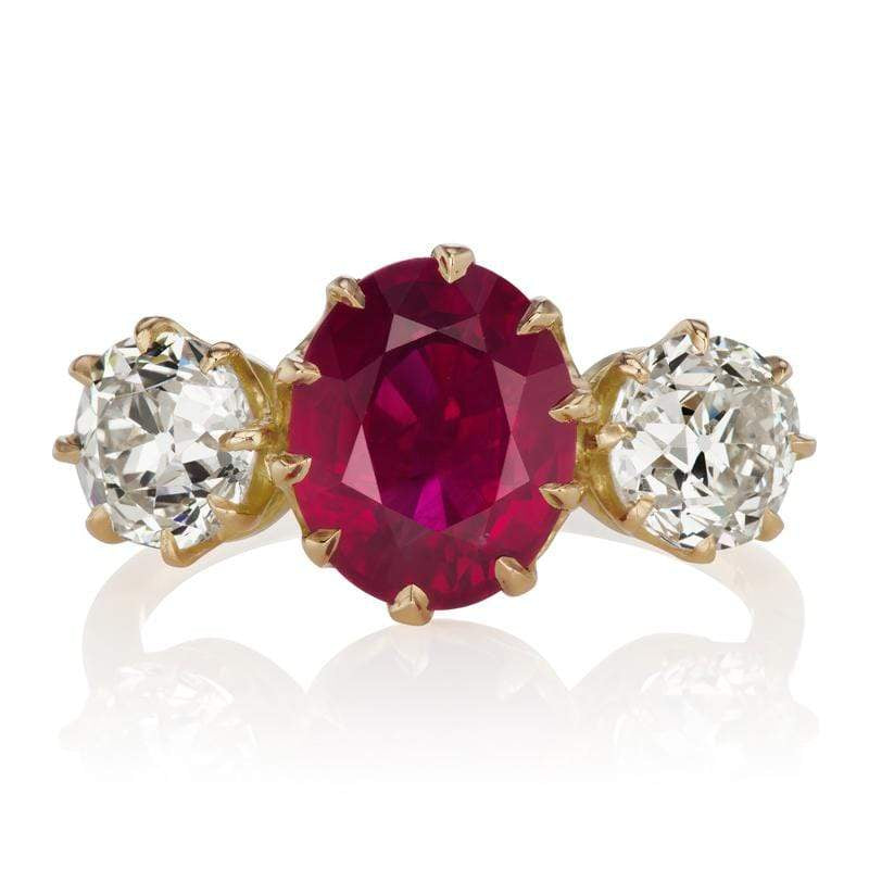 Ruby & Diamond Three Stone Engagement Ring