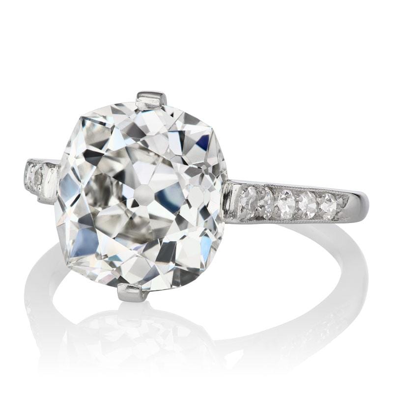4.17ct old mine cut diamond engagement ring
