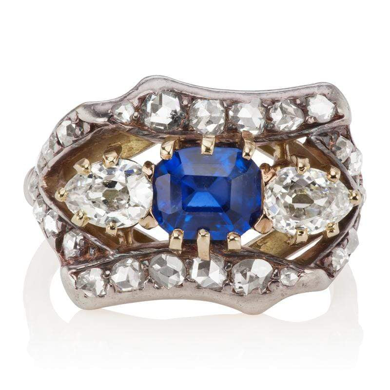 Unique Ceylon Sapphire & Diamond Engagement Ring