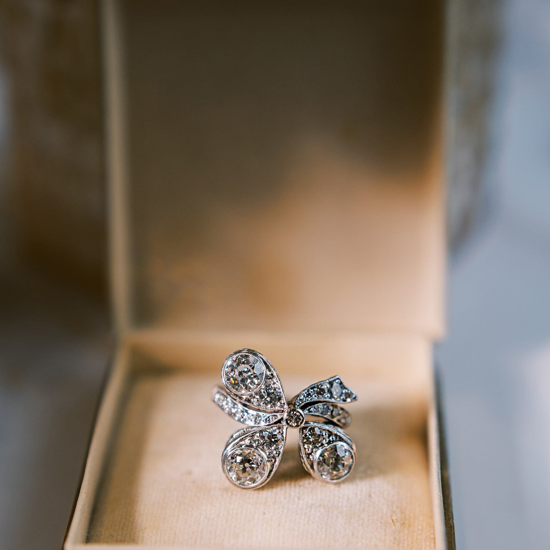 Unique Vintage Art Deco 3 Stone Engagement Ring