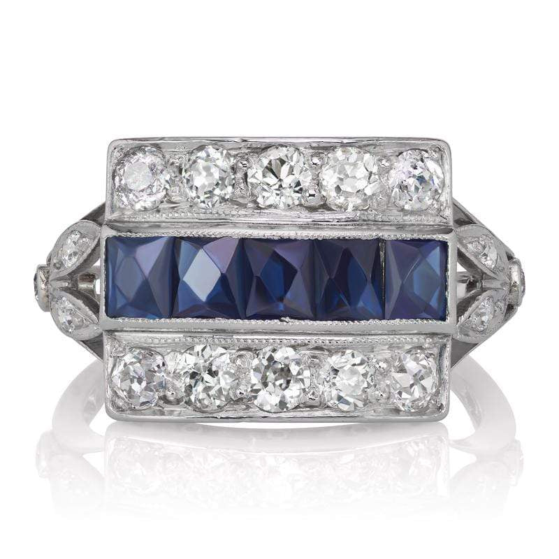 Vintage Channel Set Sapphire & Diamond Engagement Ring