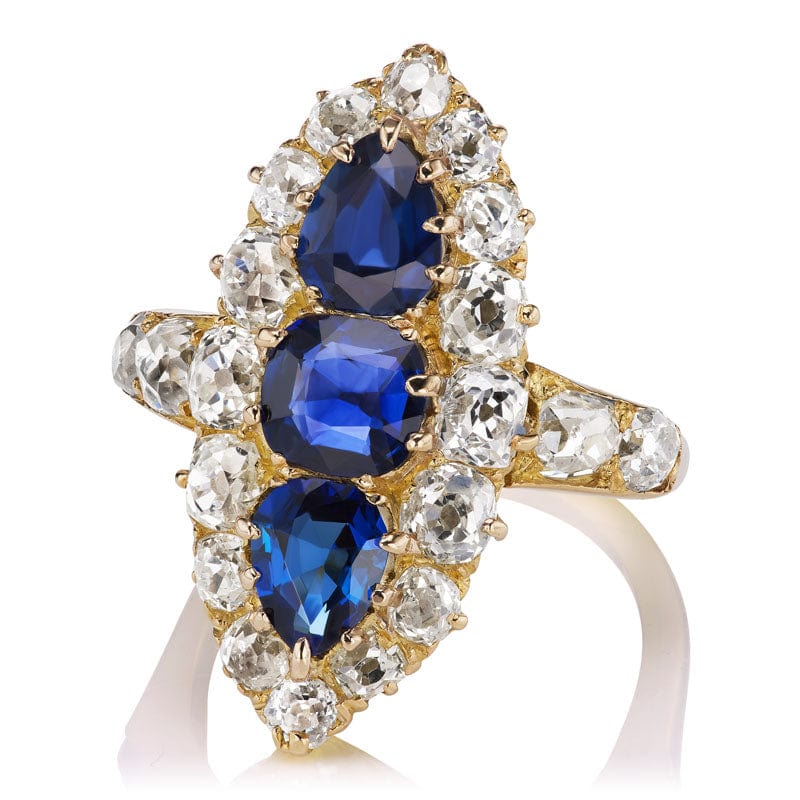 Vintage Pear Cut Sapphire Diamond Ring