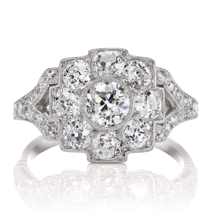 Stunning Vintage Art Deco Cluster Ring in Platinum Setting