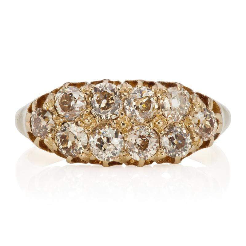 Double Row Champagne Diamond Engagement Ring