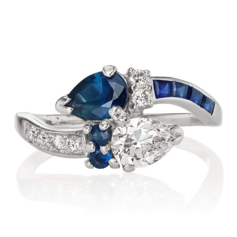 Diamond & Sapphire Bypass Engagement Ring c.1930 | Victor Barbone
