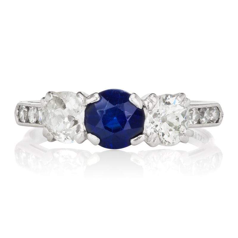 Vintage Sapphire & Diamond Lambert Brothers Engagement Ring c. 1920