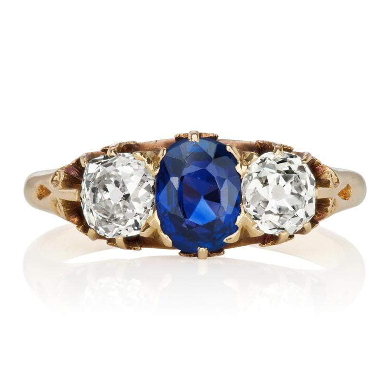 Oval Cut Sapphire Engagement Ring With Diamonds