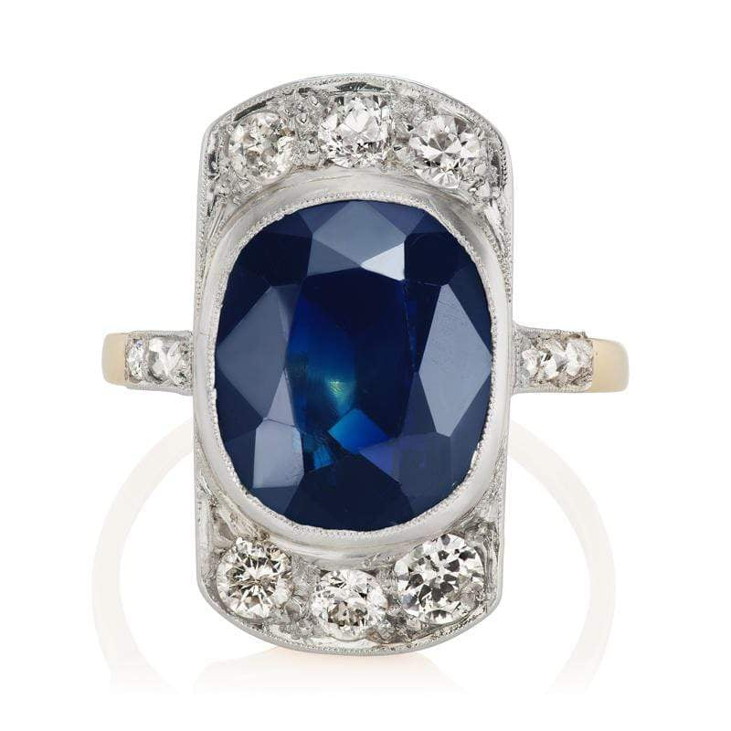 Unique Bezel Set Sapphire & Diamond Engagement Ring