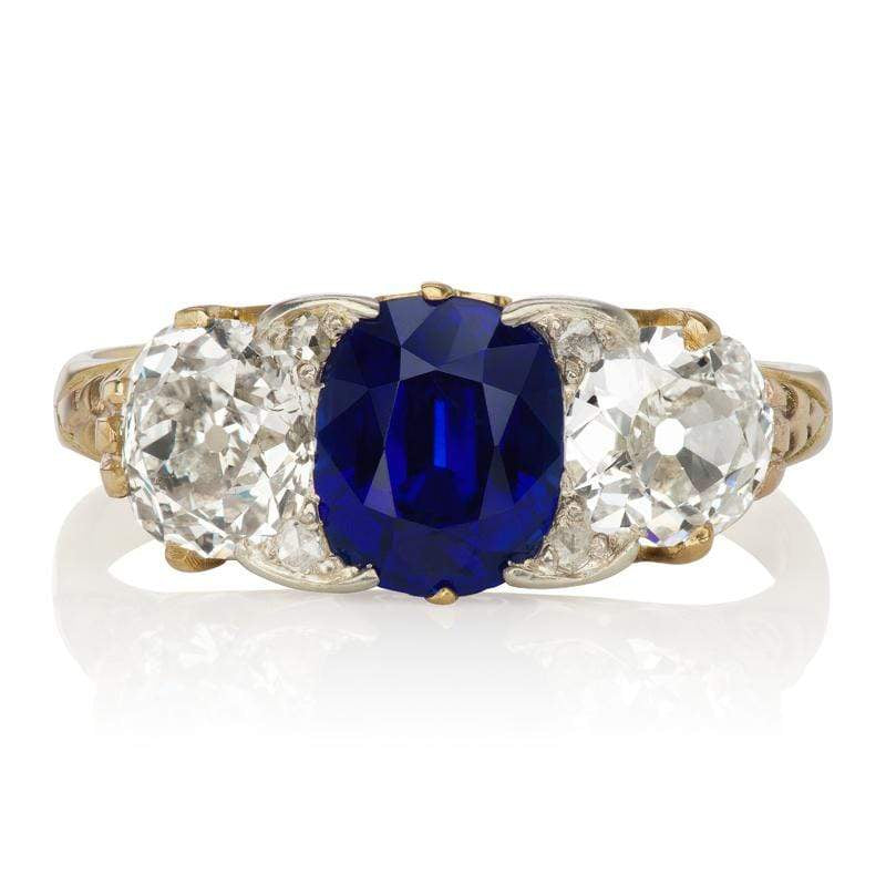 Sapphire Engagement Ring with Diamond Side Stones