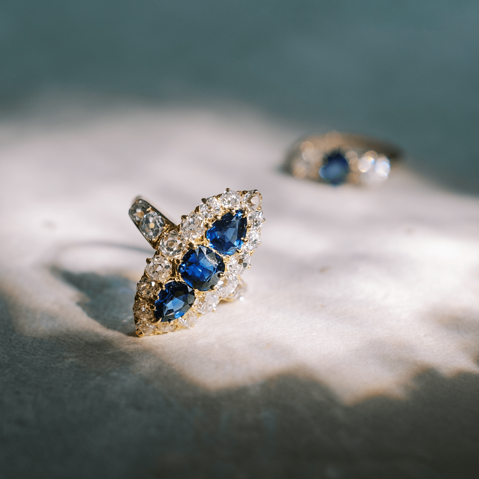 Vintage Pear Cut Sapphire Diamond Ring