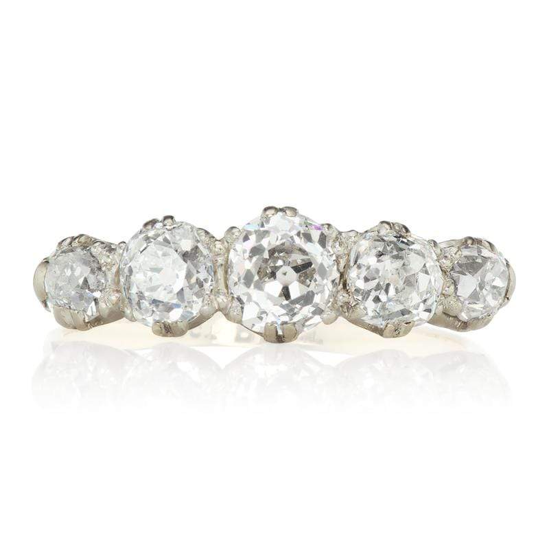 18Kt Yellow Gold 5 Diamond Engagement Ring c.1901 | Victor Barbone