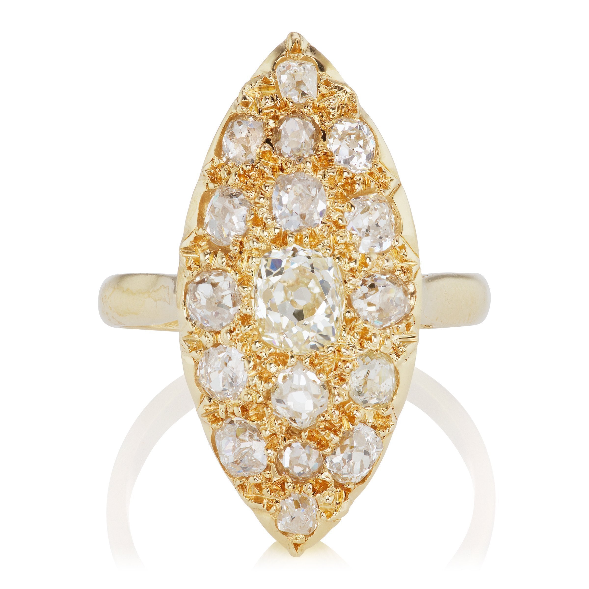 Navette Engagement Ring - Cluster Diamonds Circa 1910 | Victor Barbone