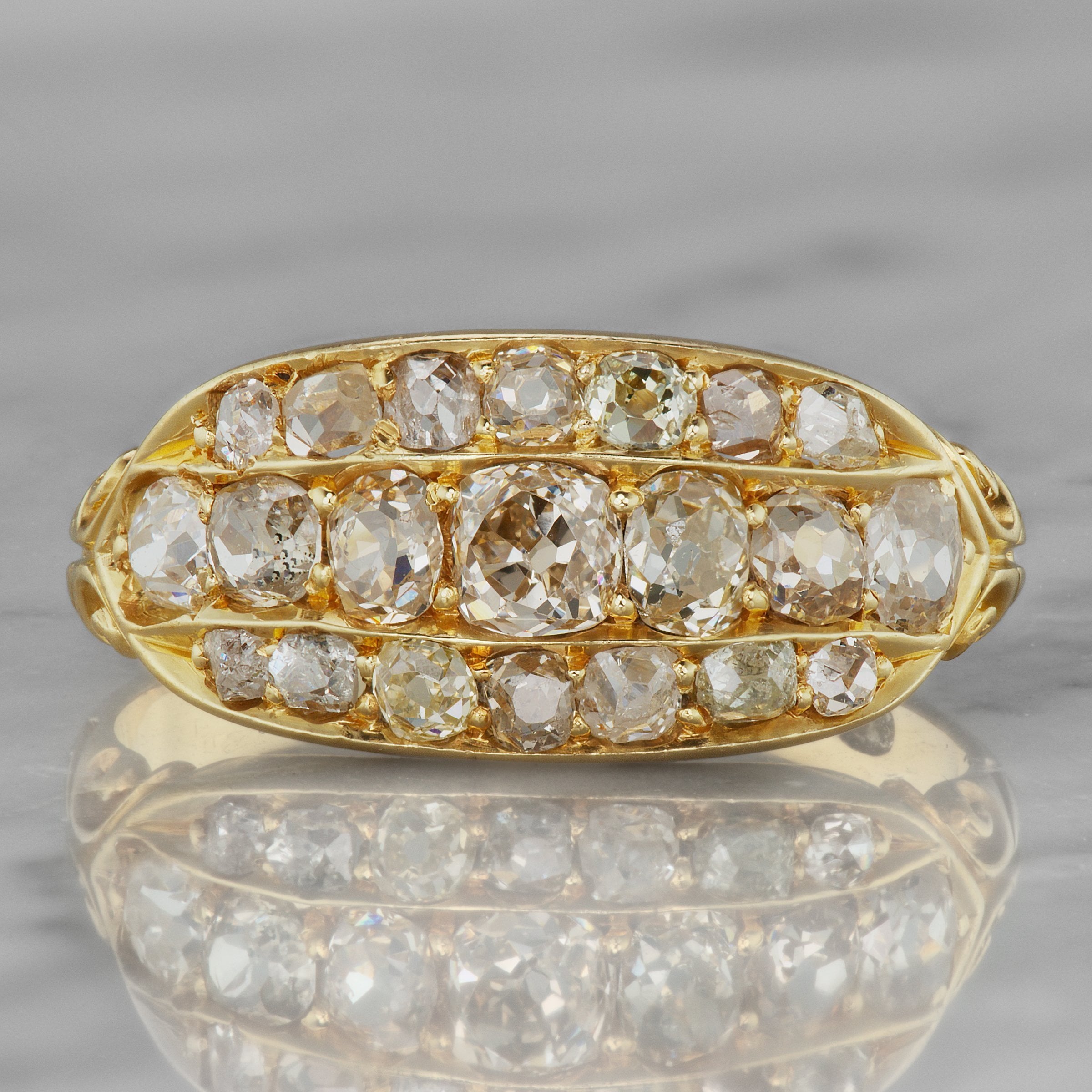 Triple Row Diamond Engagement Ring Circa 1900 | Victor Barbone