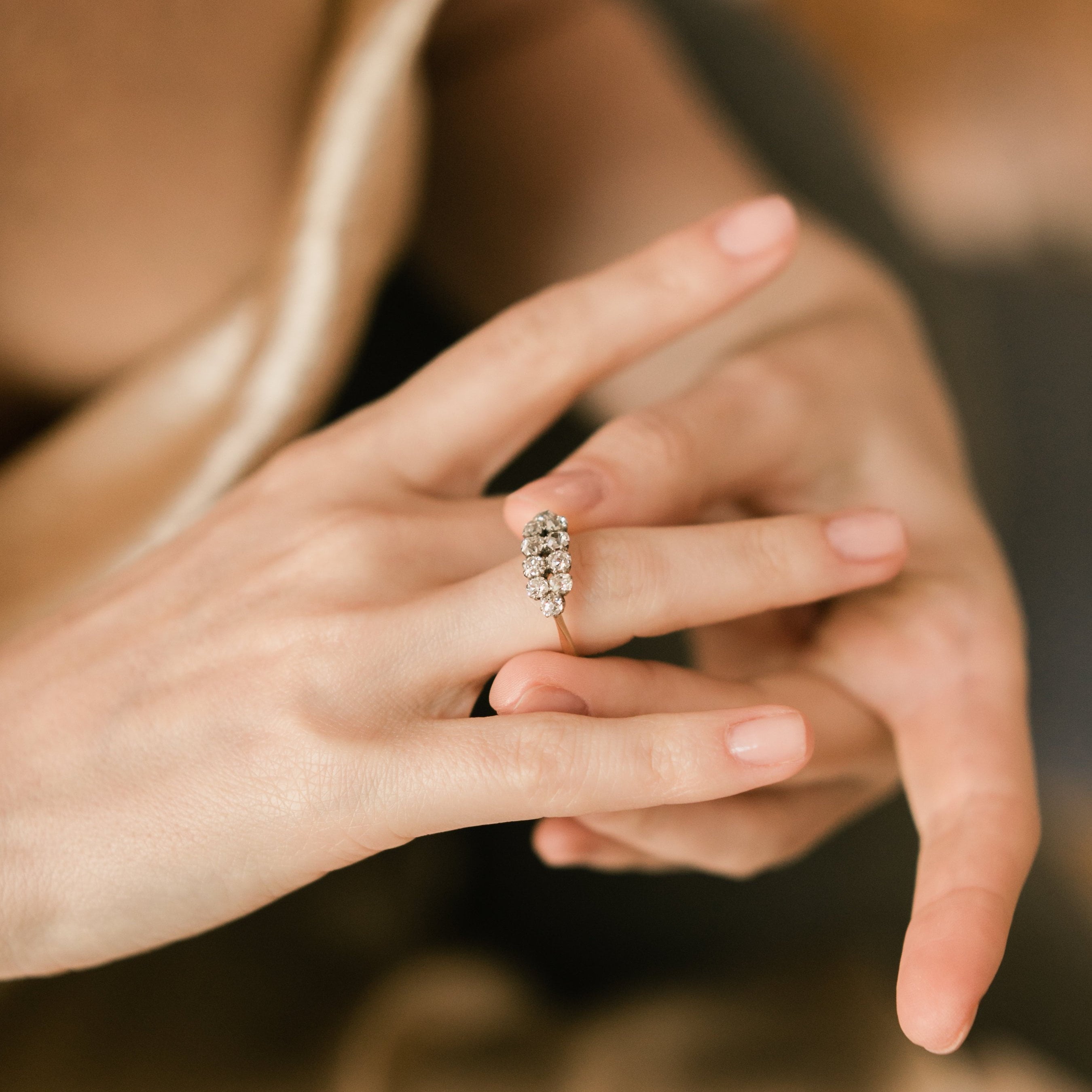 Old Mine Cut Diamond Band