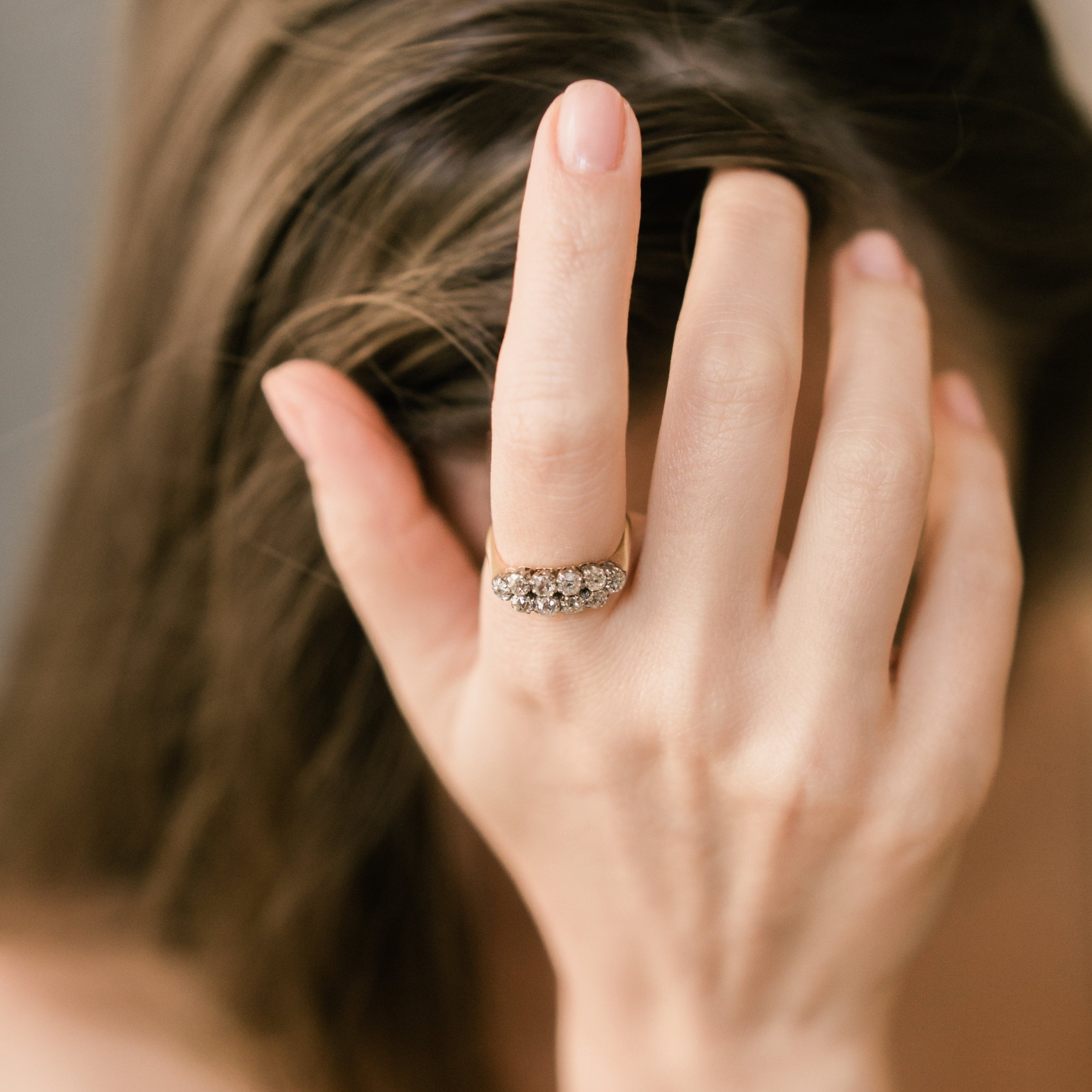 Old Mine Cut Diamond Band