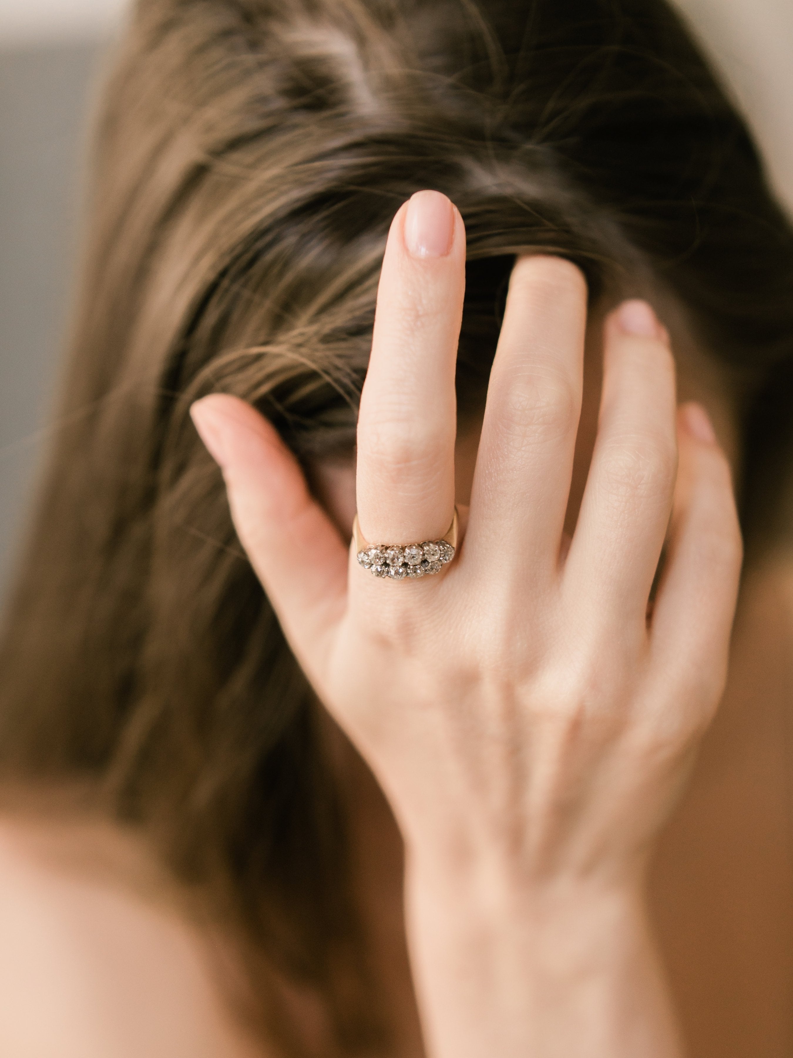 Old Mine Cut Diamond Band