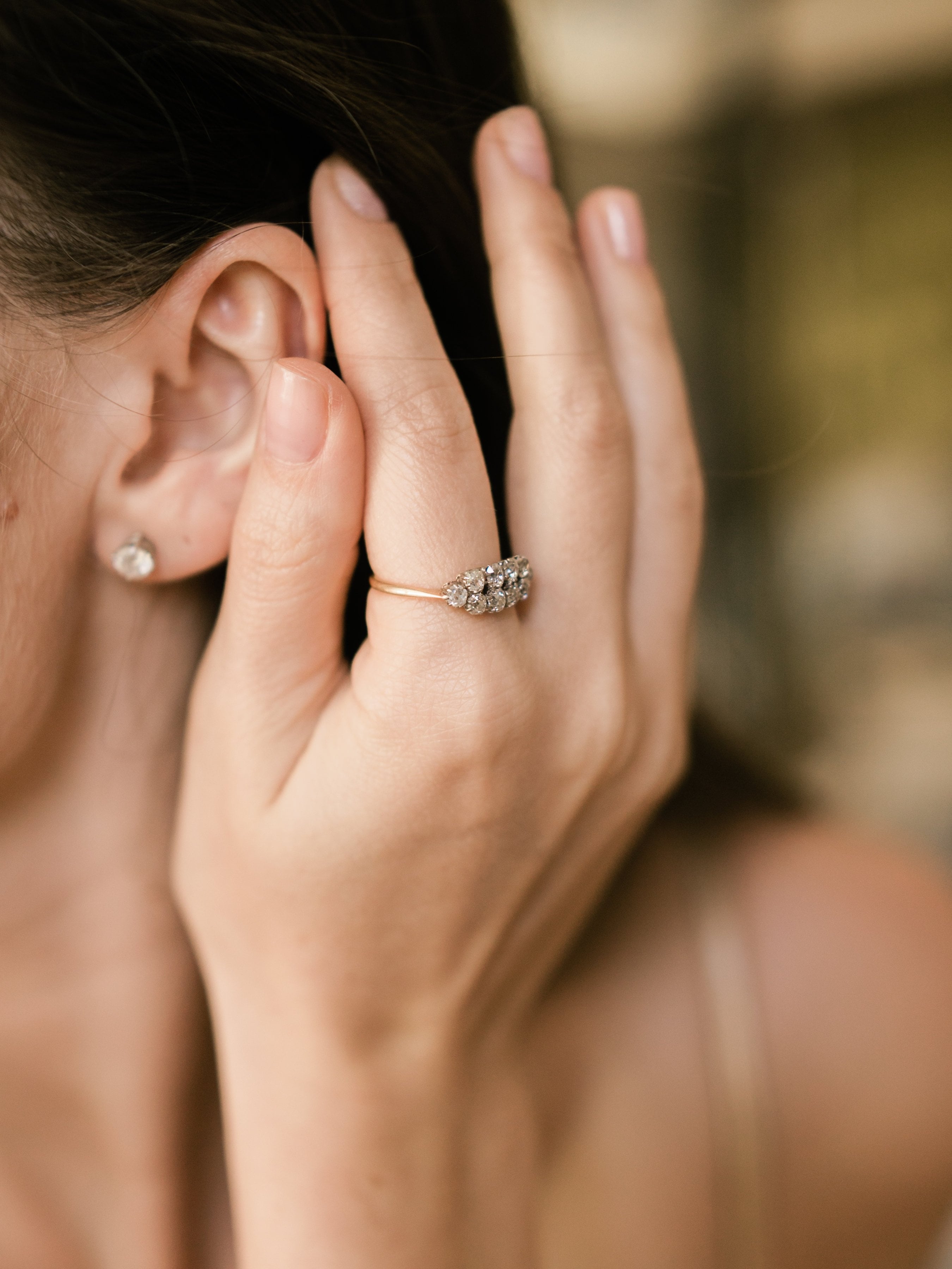 Old Mine Cut Diamond Band