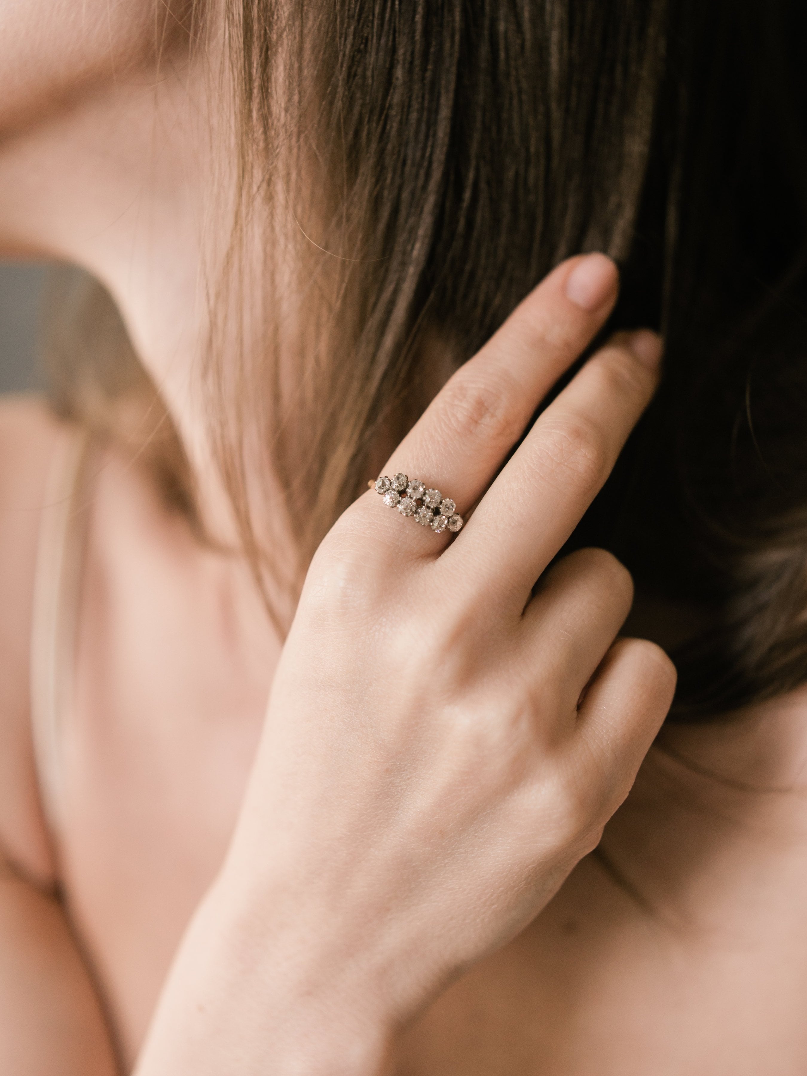 Old Mine Cut Diamond Band