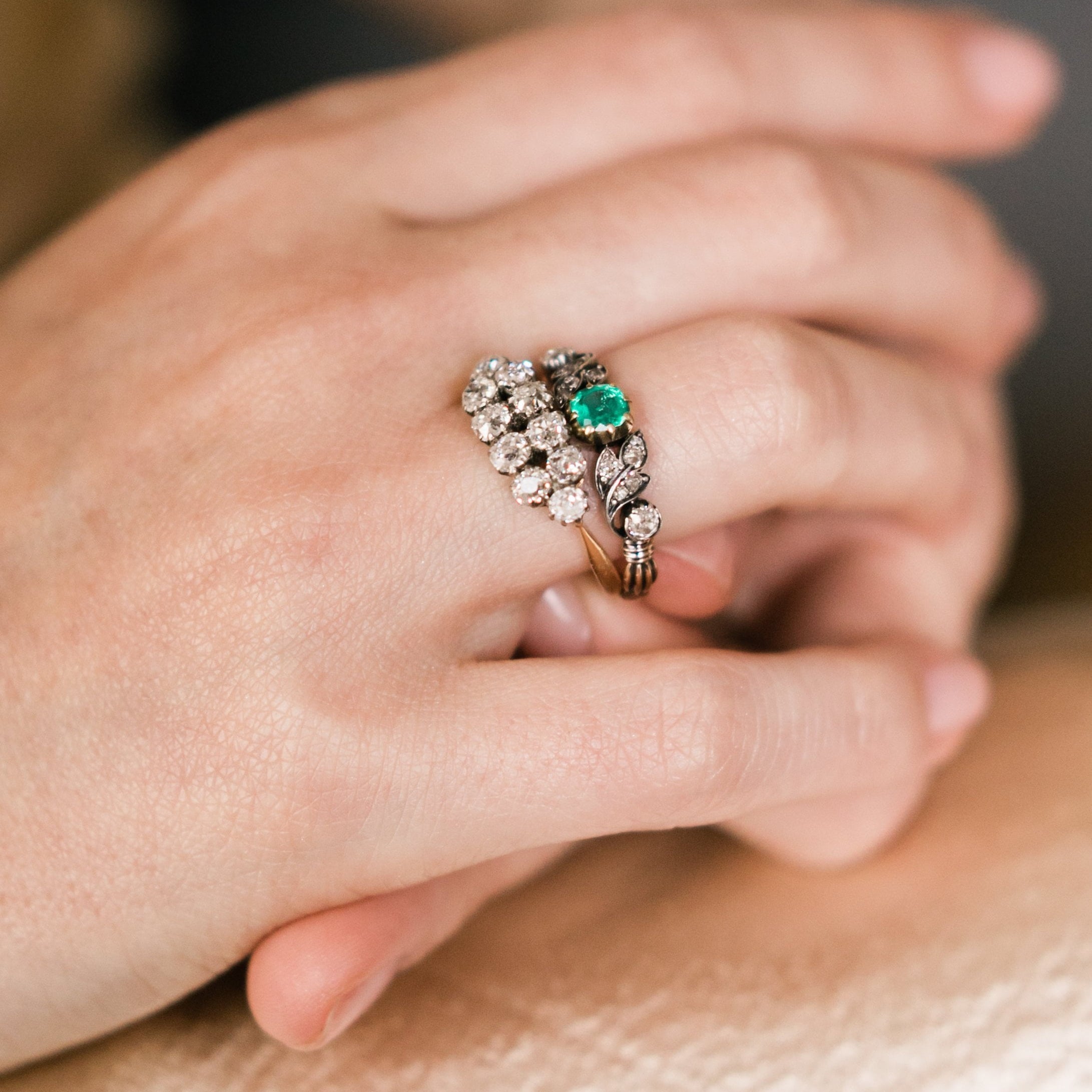 Old Mine Cut Diamond Band