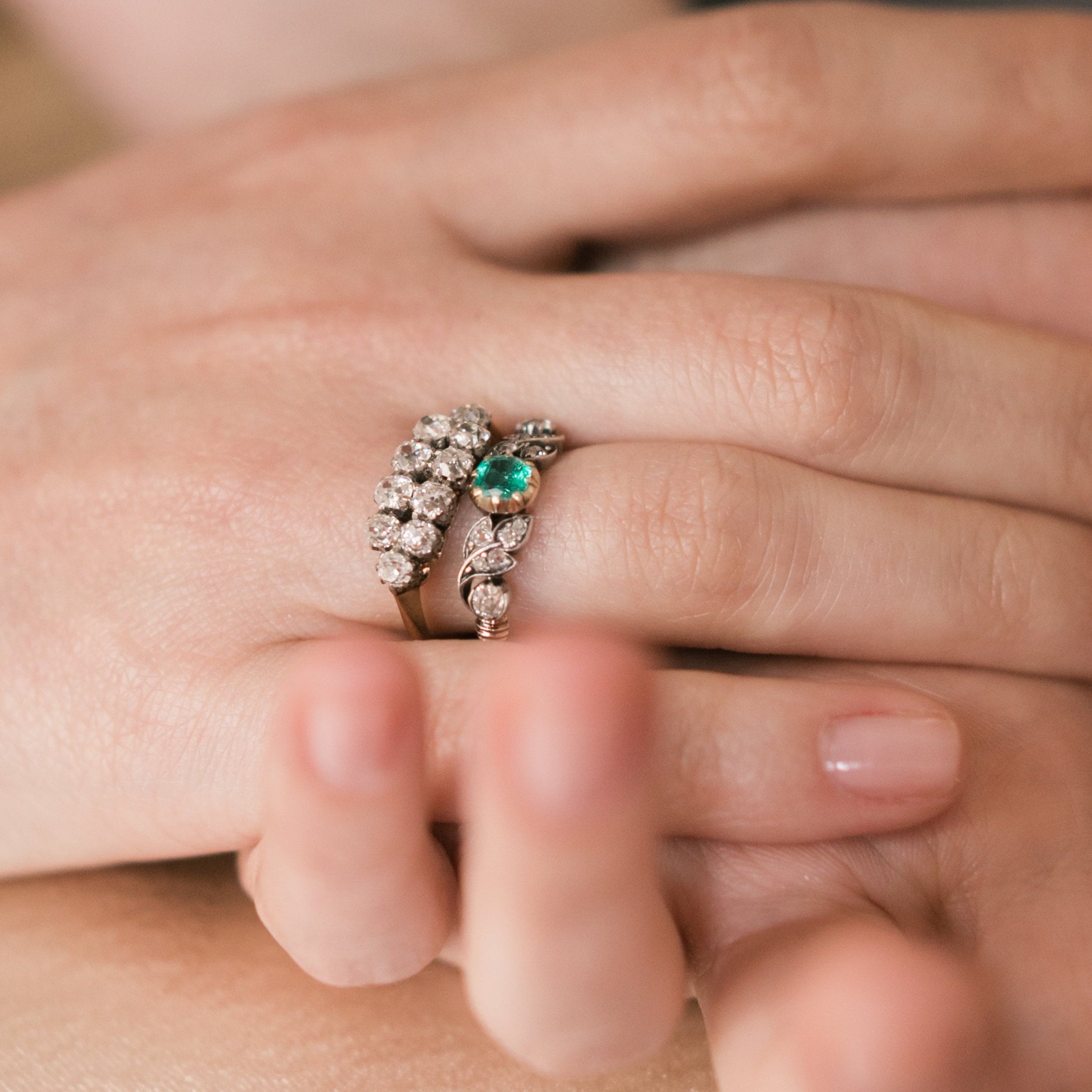 Old Mine Cut Diamond Band