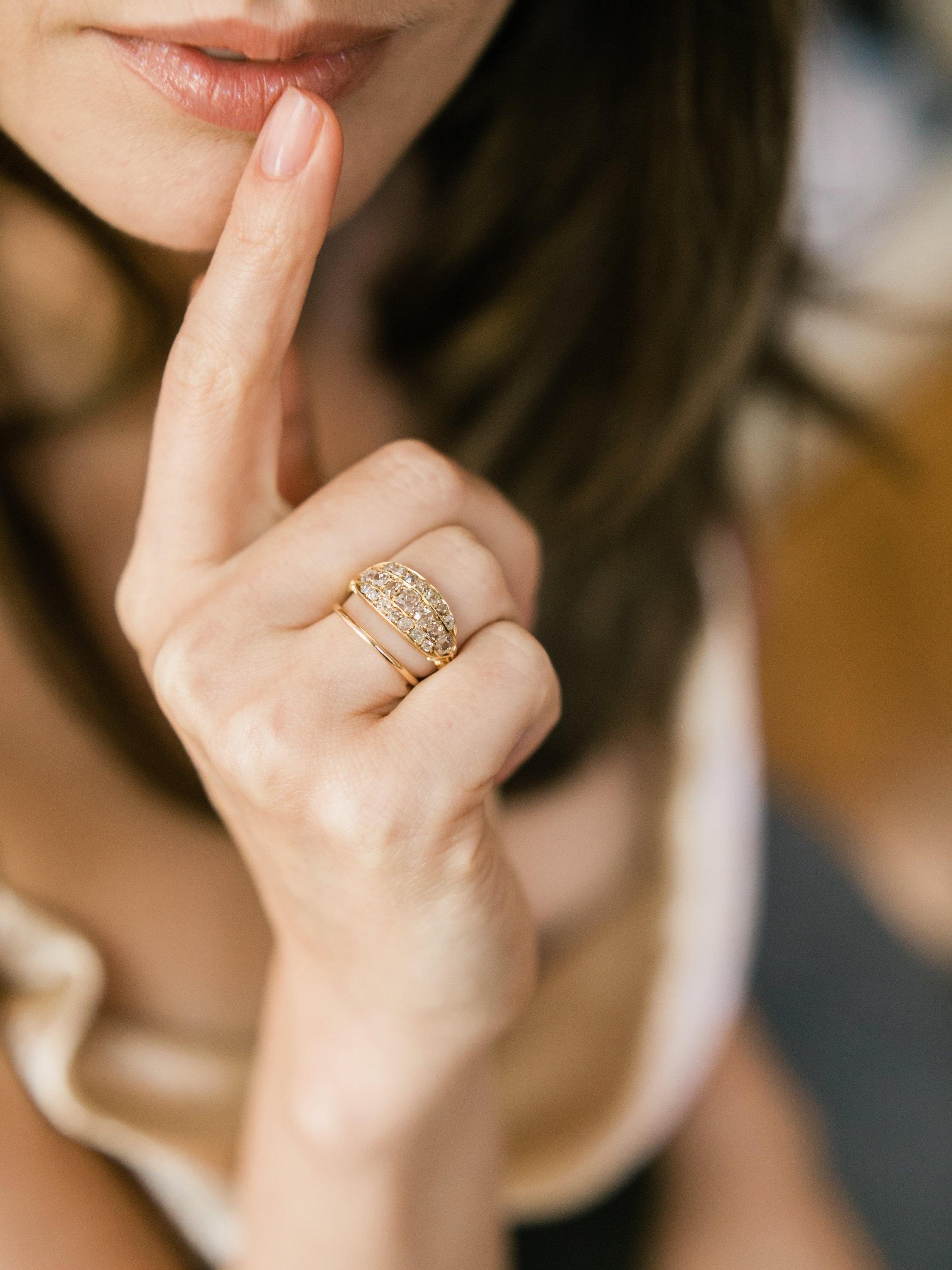 Old Mine Cut Diamond Band