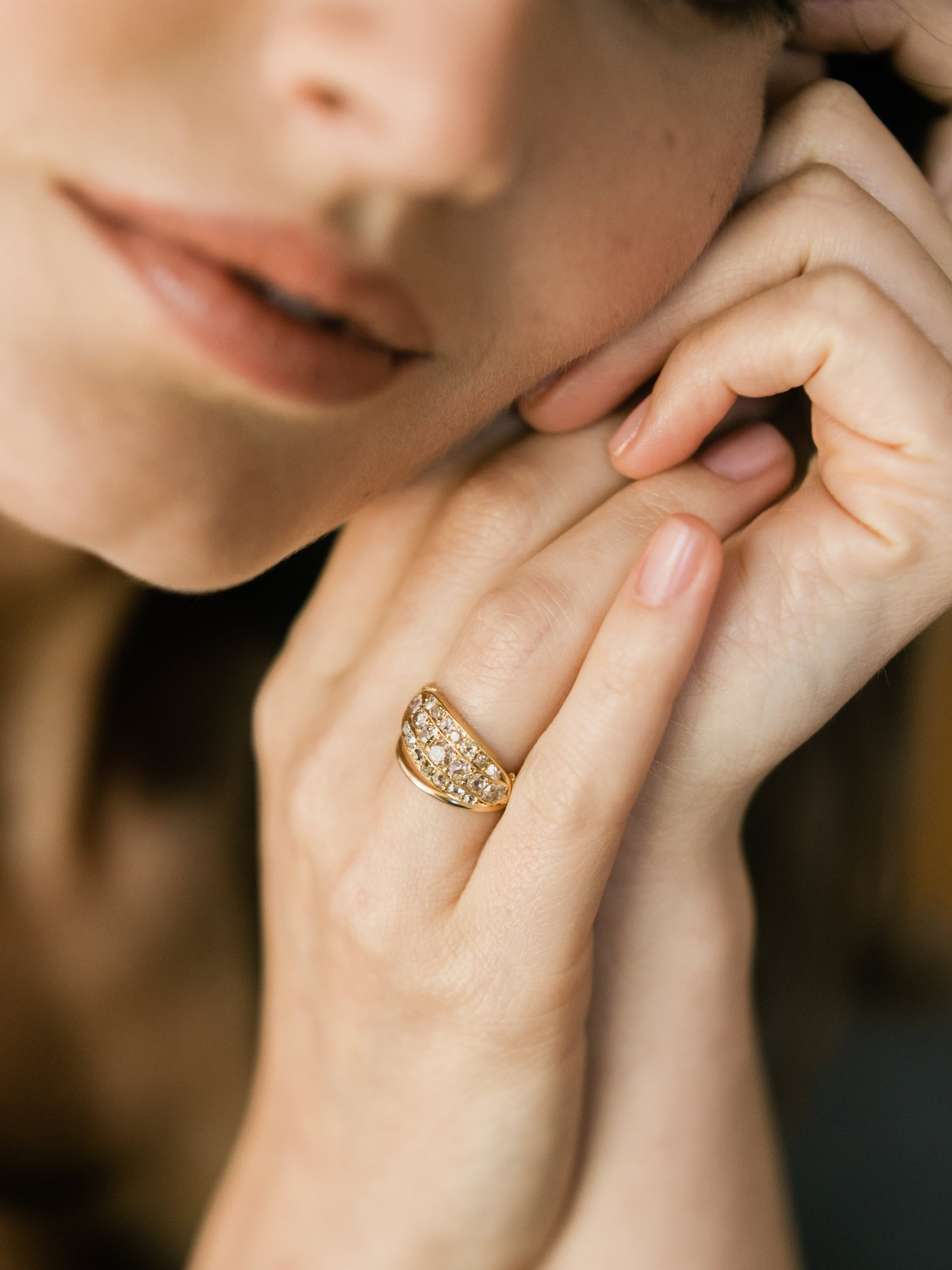 Old Mine Cut Diamond Band