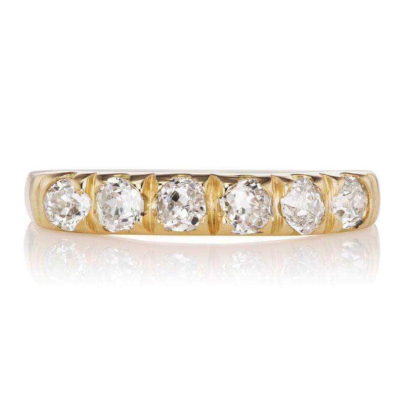 18kt Yellow Gold Band with 6 Old Mine Cut Diamonds