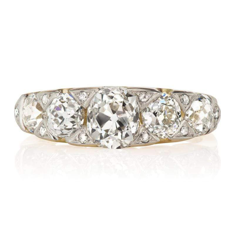 Two Tone Five Stone Diamond Engagement Ring