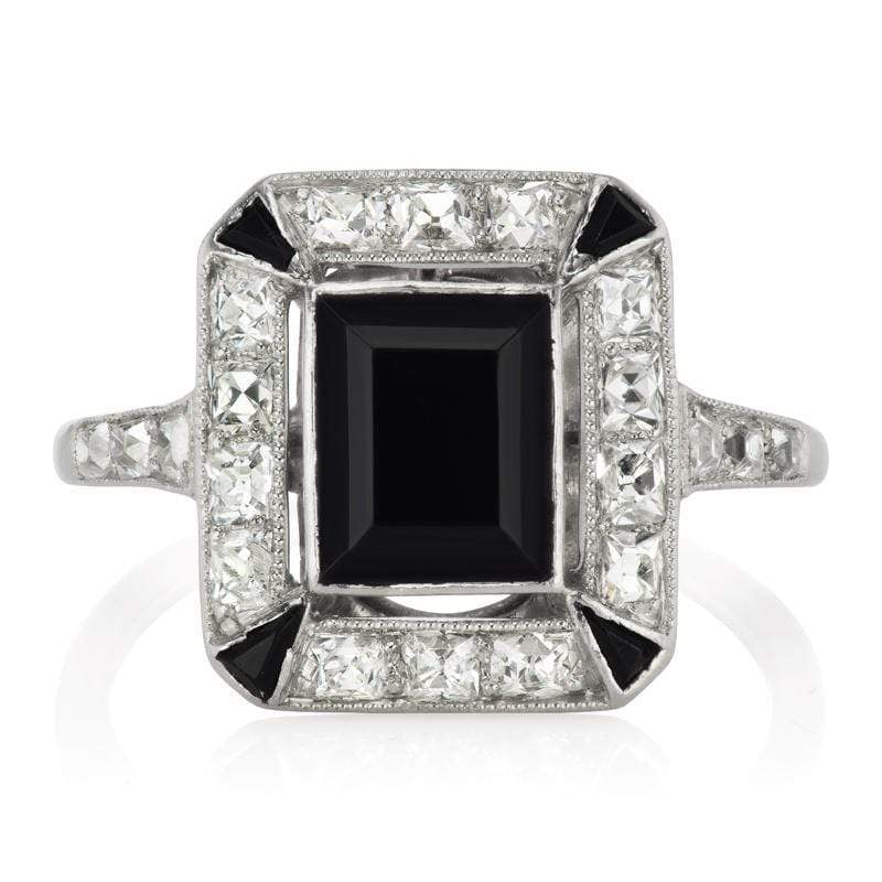 Vintage Onyx Stone Engagement Ring With Diamonds | Victor Barbone