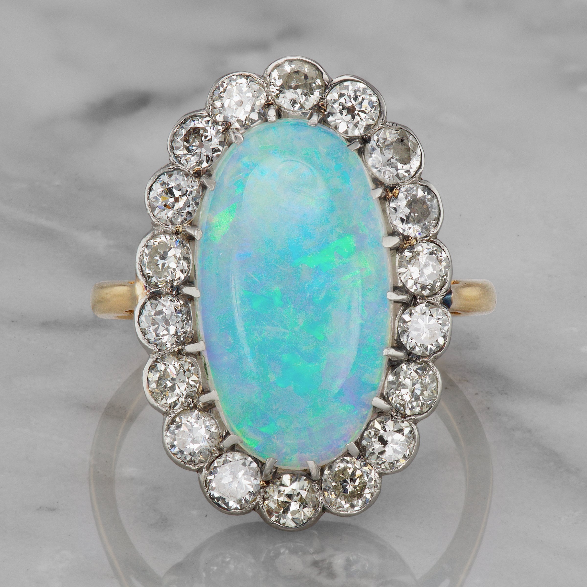 Oval Opal Halo Engagement Ring Circa 1910 | Victor Barbone