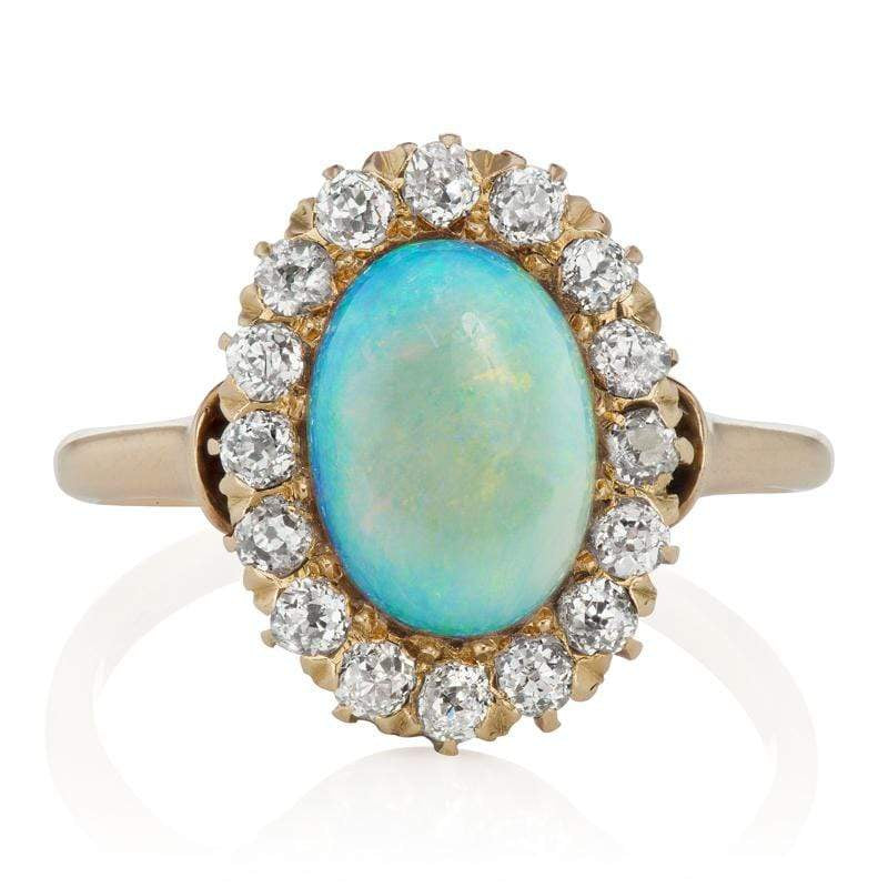Oval Cut Opal Engagement Ring with Diamond Halo