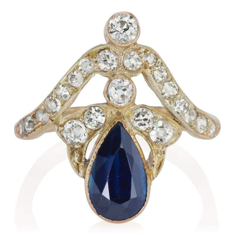 Australian Blue Pear Cut Sapphire Engagement Ring