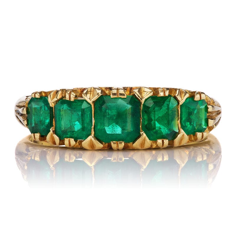 Vintage 5 Stone Emerald Ring circa 1890