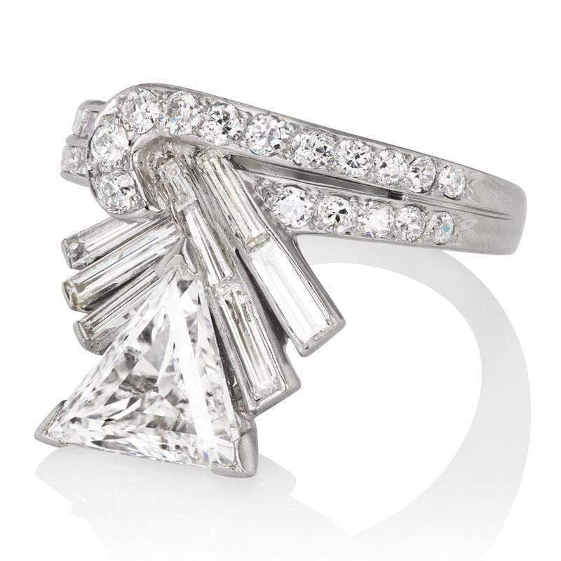 1.68ct Triangular Step Cut diamond engagement ring