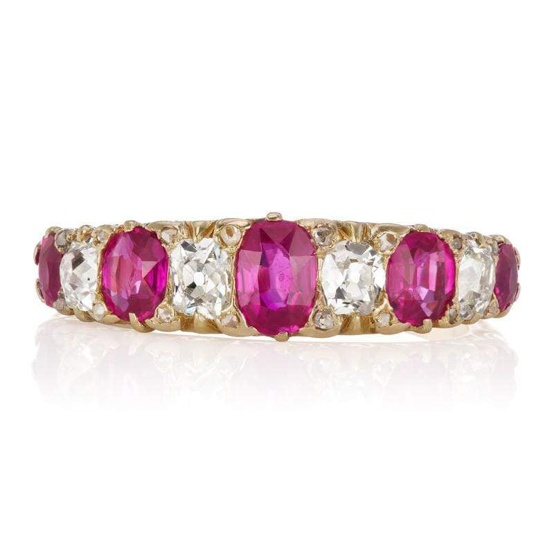 Ruby & Diamond Half Eternity Engagement Ring