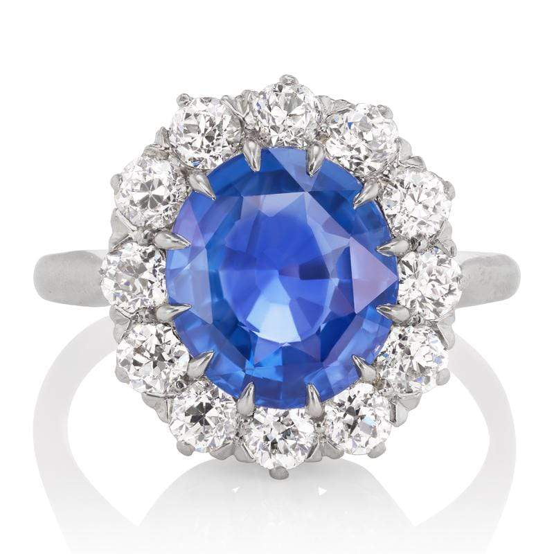 Edwardian Sapphire & Diamond Halo Engagement Ring