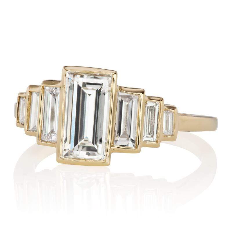 Step Down Baguette Engagement Ring