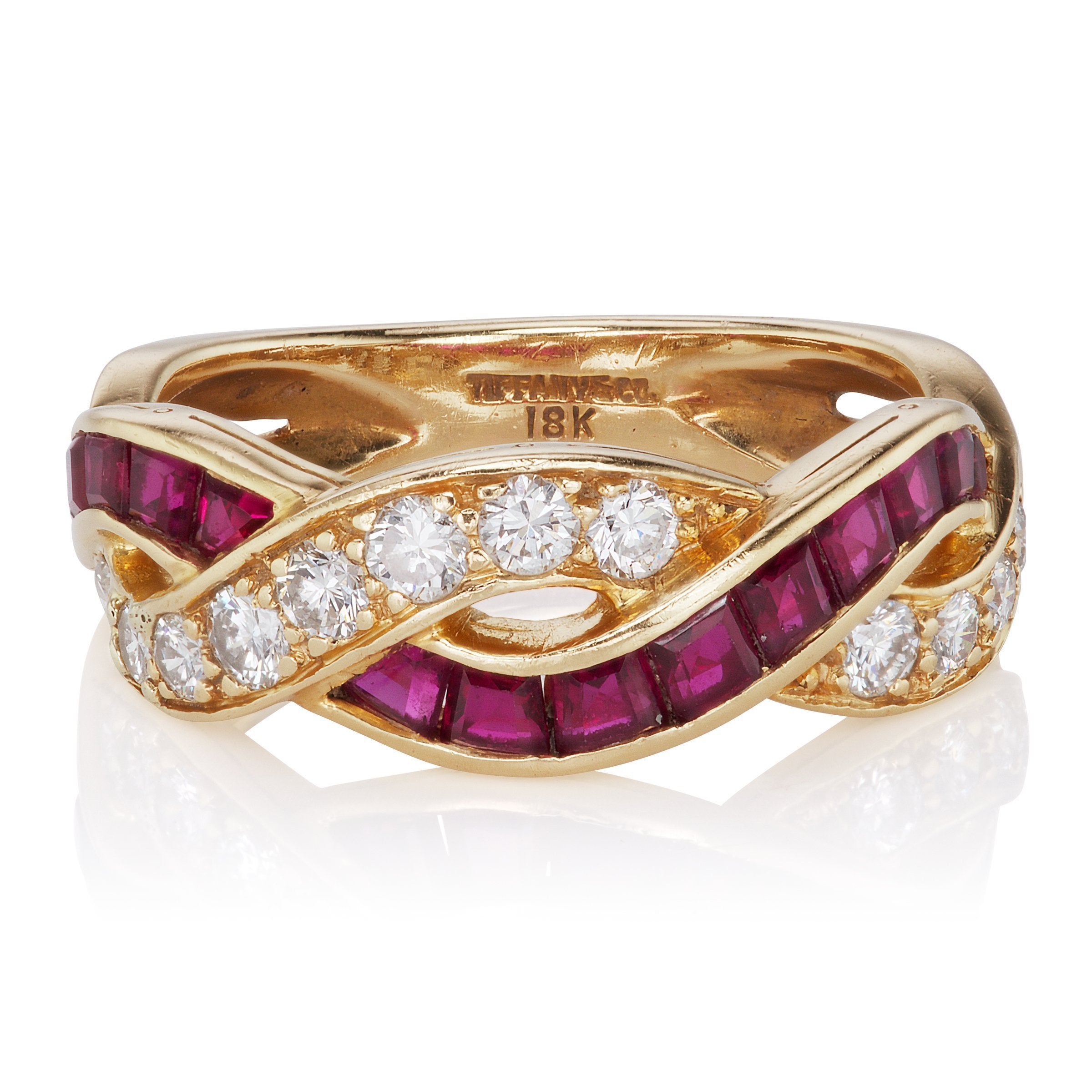 Diamond & Ruby Double Helix Engagement Ring | Victor Barbone