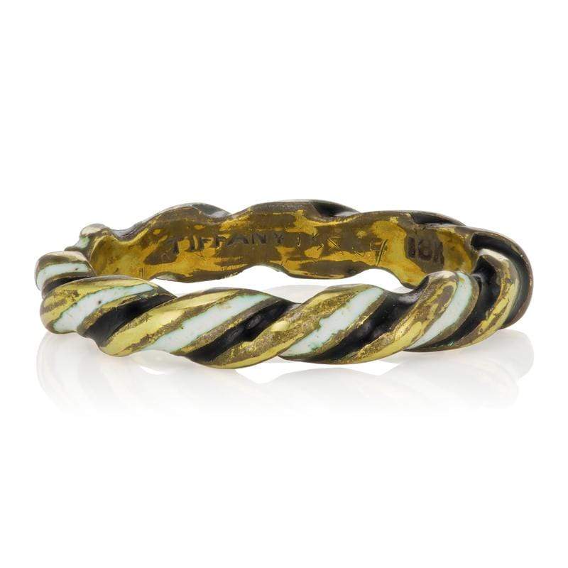 Tiffany Twisted 18Kt Yellow Gold & Black Enamel Wedding Band