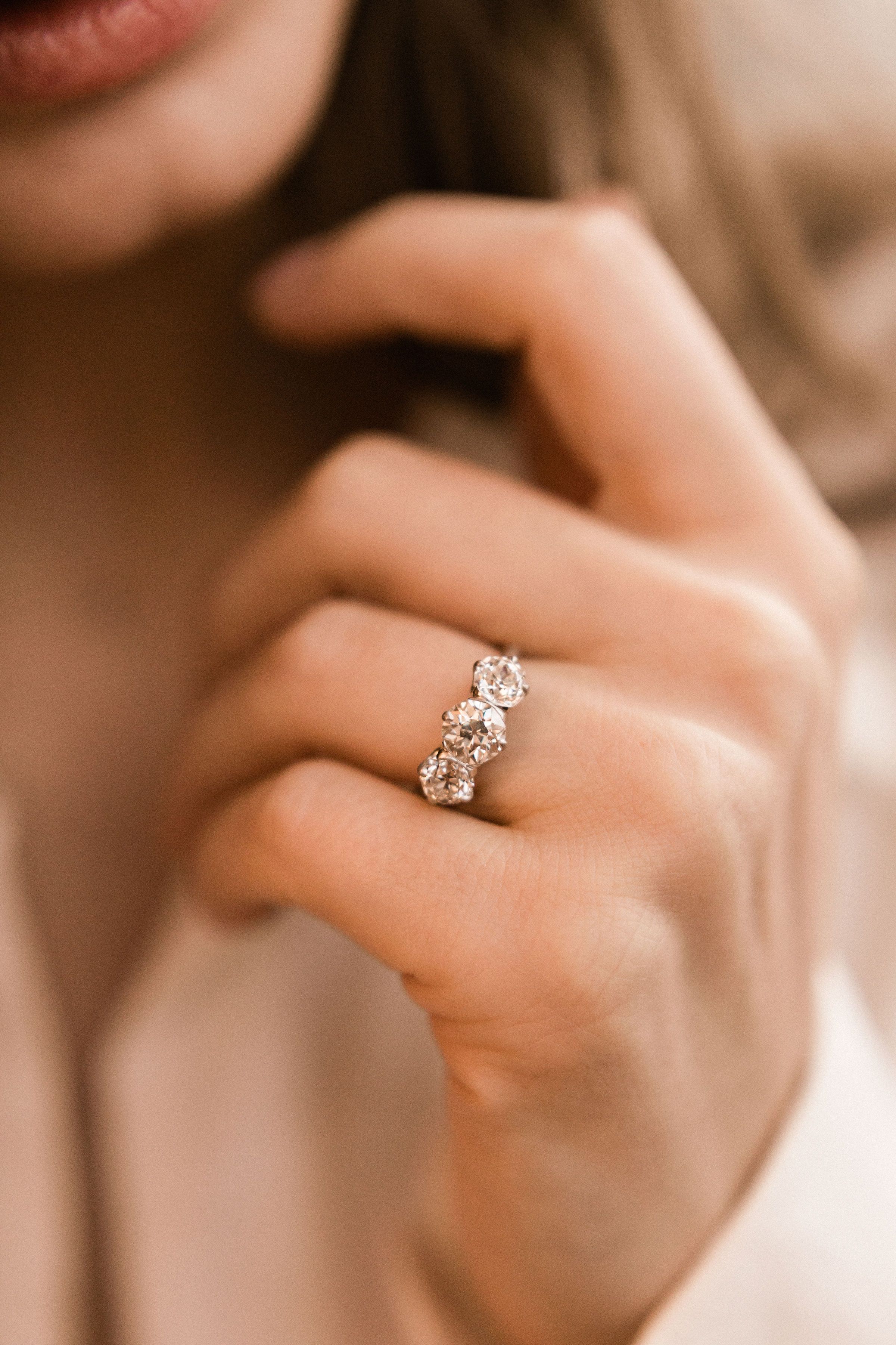 Tiffany & Co. Platinum Three Stone Engagement Ring