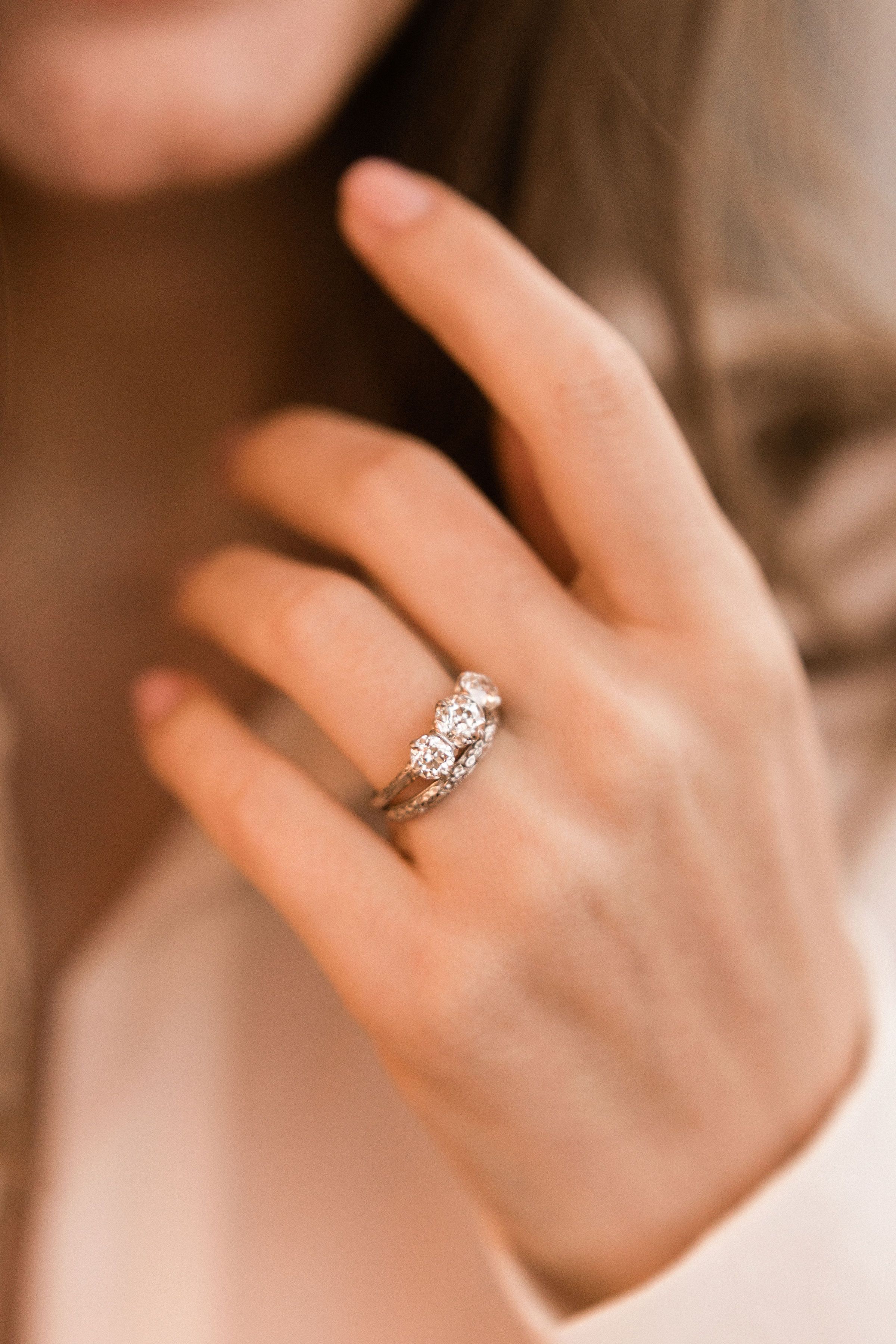 Tiffany & Co. Platinum Three Stone Engagement Ring