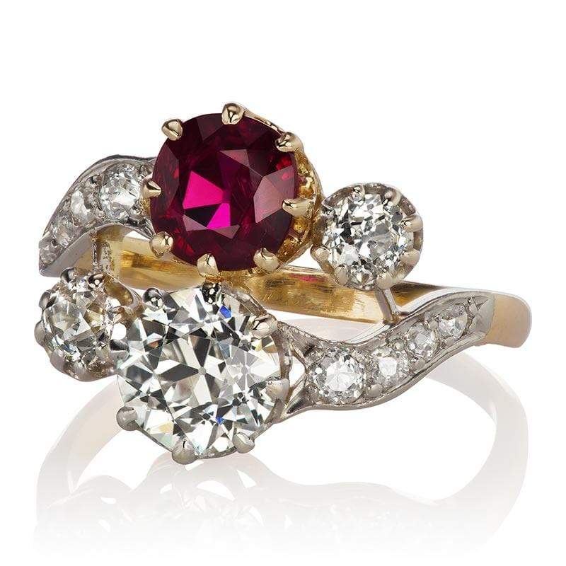 edwardian Toi et Moi Ring with gemstone