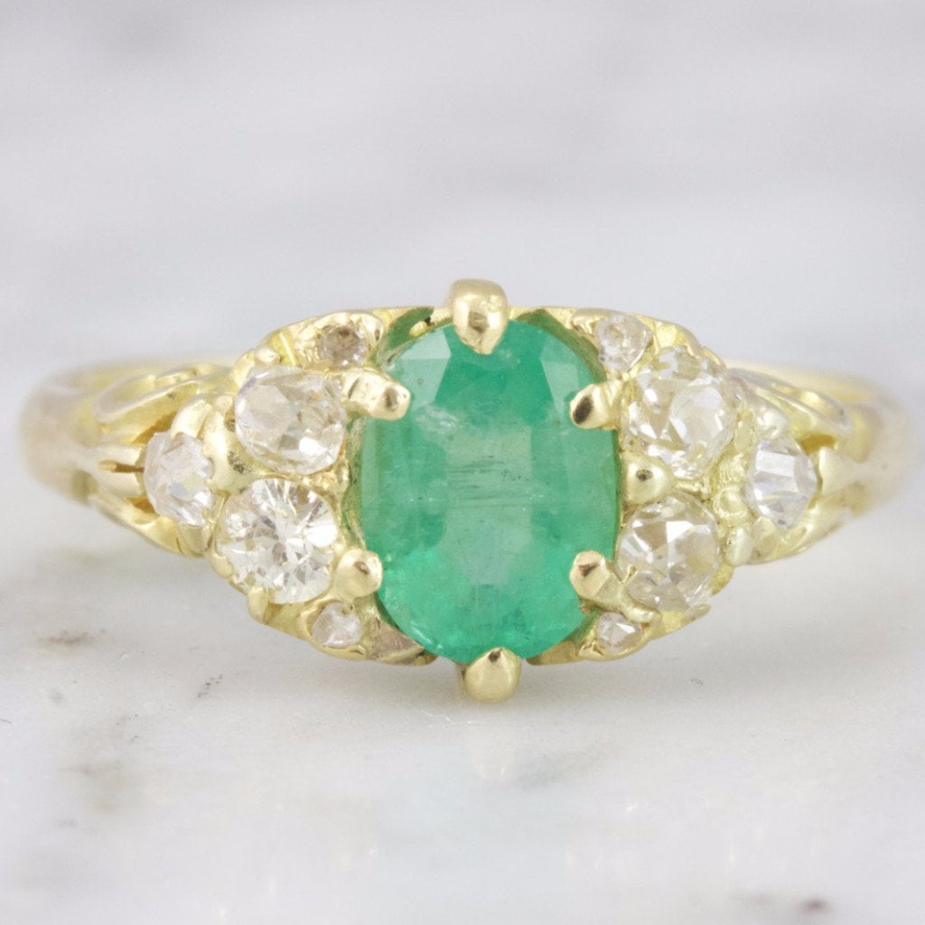 Vintage Emerald and Diamond Engagement Ring | Janelle - Victor Barbone